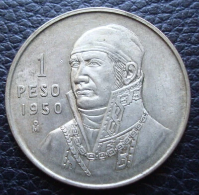 Hermosa moneda de plata Morelos de $1 peso de México 1950 ver la moneda  Foto 1 de 2