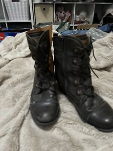 Pikolinos Brown Leather Zip Logger Boot EU 40 Women's US 9.5- 10 Lace-Up