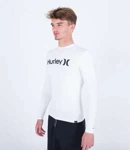 Hurley Rashguard UPF50 Manga Larga Hombre Cuello Redondo Secado Rápido Blanco MEDIO PRECIO - Imagen 1 de 2
