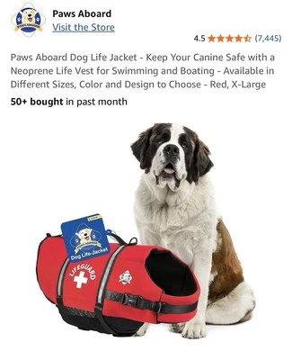 Paws Aboard Dog Life Jacket, Red with Lifeguard, Size X-large. New! - Image 1 of 4