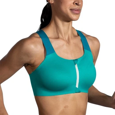 Sujetador BROOKS Dare Cremallera Frontal 2.0 Mujer Nike Verde/Laguna 350083369 Talla 34DD/E Foto 1 de 4