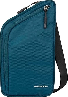 NWT  Travelon Essentials RFID Protected Adjustable Slim Crossbody Bag Peacock - Image 1 of 4