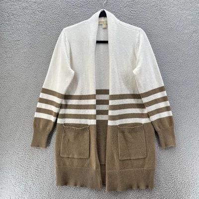Кардиган женский Michael Michael Kors средний белый коричневая полоса комфортный * - Изображение 1 из 4