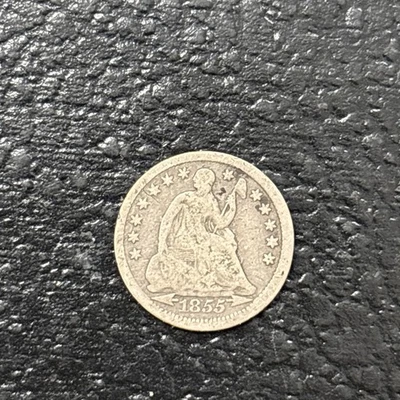 Media moneda de diez centavos libertad sentada 1855 con flechas Foto 1 de 2