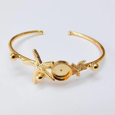 海星手链闪亮金色手链空白袖口可调节 10 毫米 G37365 — 第 1/4 张图片
