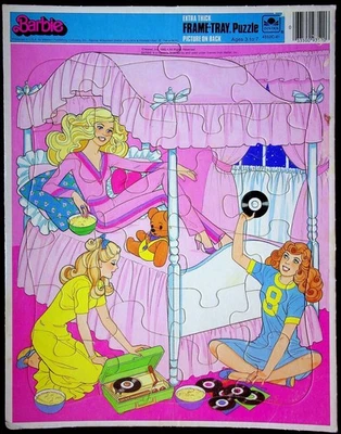 Barbie Sleep Over Party Listening To Records 1985 Western Frame Bandeja Puzzle  Foto 1 de 2