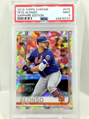 2019 Topps Chrome Pete Alonso ROOKIE Sapphire Refractor SP PSA 9 Cracked Ice A - Image 1 of 2