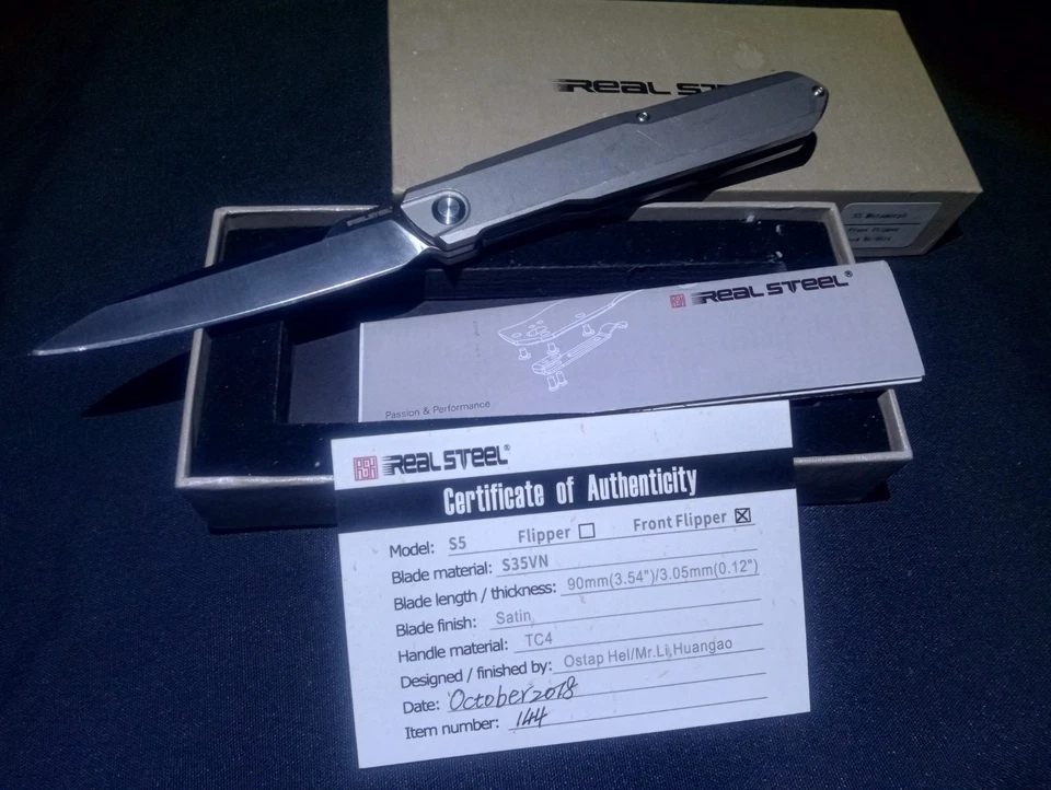 Real Steel S5 Metamorph Knife Titanium FrameLock Front Flipper S35VN 3.5" Blade - Image 1 of 4
