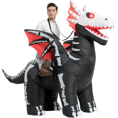 Disfraz Inflable Adulto,Inflable Luz LED Ojos Esqueleto Dragón Traje,Montar... Foto 1 de 4