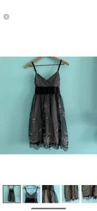 Aqua Mesh Vintage Punk Mini Sash Dress L Embroidered Sequins Whimsygoth USA Rare - Bild 1 von 12