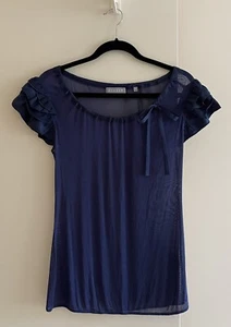 JIGSAW GORGEOUS RUFFLE SLEEVE DELICATE TOP NEW 100%SILK MESH SIZE2(AU10-12)P/FR - Picture 1 of 7