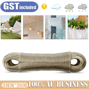1PC Clothes Line Cord Replacement UV Steel Wire Rope PVC Coat 3mm×20m Clotheline - Picture 1 of 11