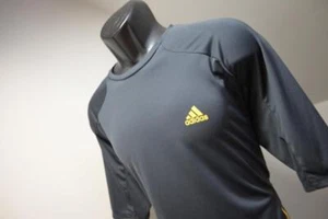 Adidas Gym Shirt Climalite Striped Soccer Short Sleeve Athletic Mens Sz Large - Picture 1 of 9
