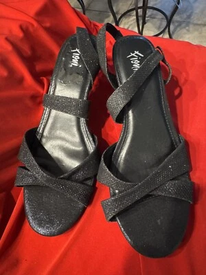 Fioni Night Glitter Heel Black Sandal Womens Size 7.5 W - Image 1 of 4