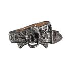 Pu Leather Belt With Diamond Skull For Girl Full Sequins Belt For Jeans Cowgirl