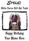  Afghan Hound Happy Birthday Teeth smile 2 A5 Personalised Greeting Card