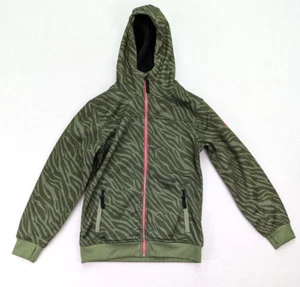 686 Youth Jacket Size L Green Camo Tiger Print Full Zip Fleece Backed Hooded - Picture 1 of 16