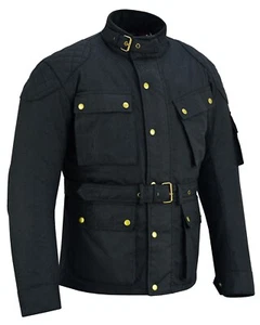 NEW Classic Motorcycle Waxed Cotton CE Armour WP Breathable Biker Jacket - Picture 1 of 6