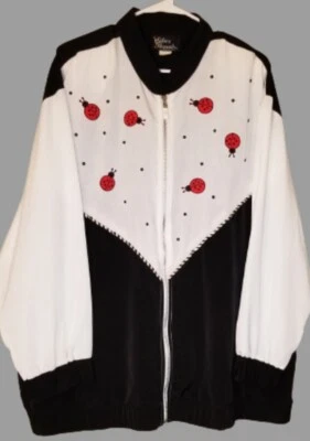 Chaqueta De Colección Años 80-90 Dama Bug Cremallera Completa EE. UU. Hilos Plateados Para Mujer Talla 3X  Foto 1 de 4