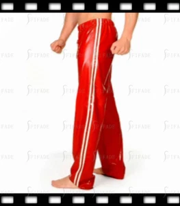 Pantalones sueltos rectos de látex para hombre correas laterales pantalones con corbata personalizados 0,4 mm E0 - Imagen 1 de 5