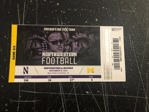 2014 Michigan Wolverines vs Northwestern Wildcats Football Ticket Cover