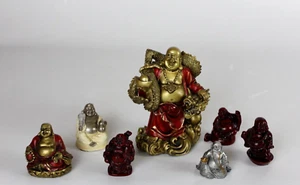 X 7 Laughing Buddha Paquete Mezcla Resina Metal y Cerámica Artículo - Imagen 1 de 5