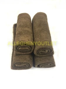 QTY (4) - US Military 100% Polyester Microfiber 12"x12" Bath Washcloth Brown LN - Picture 1 of 3