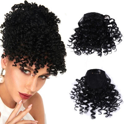 Clips on Jerry Curly Hair Bangs Clip in 100% Human Hair Front Bangs For Women - Image 1 of 4