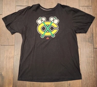 Majestic Chicago Blackhawks Alt Logo Ring Spun Black T-Shirt Men's XL - Image 1 of 3