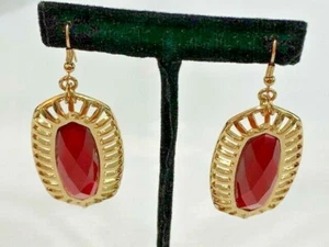Park Lane Dangle/Drop Earrings in gold tone and red stones - Picture 1 of 6