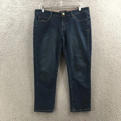 Pantalones de mezclilla Billabong Capri ajustados para mujer 11 (en realidad 35x24) azul tiro medio cremallera Foto 1 de 4