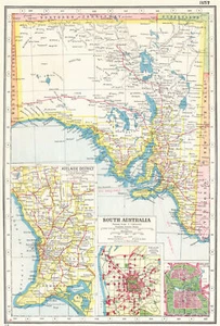 SOUTH AUSTRALIA.  Inset plans of Adelaide District environs & city 1920 map - Picture 1 of 1