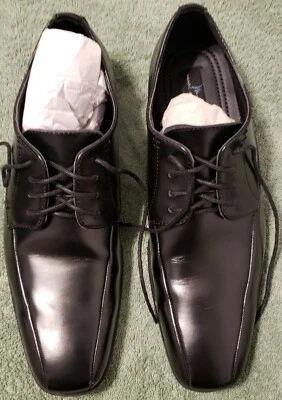 NIB Marc Anthony Black Leather Mens Flat-Toe Lace-Up Oxford Dress Shoes - Size 8 - Image 1 of 3