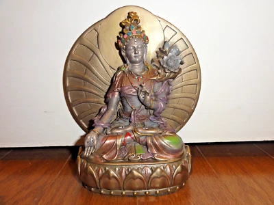 Estátua de Tara Branca, Deusa Budista da Compaixão e Longevidade, 6 Polegadas - Imagem 1 de 4