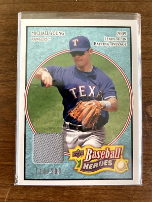 2008 Upper Deck Baseball Heroes - Blue #167 Michael Young 116/200 Parallel Fabri - Image 1 of 2