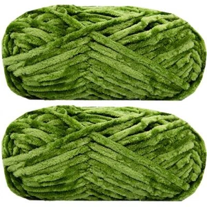 2 Pack Chenille Velvet Yarn Knitting Wool Thick Warm Crochet Knitting Yarns f... - Picture 1 of 8
