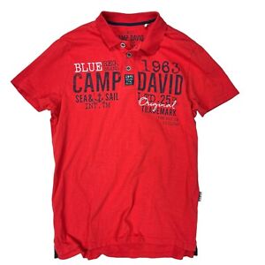 Camp David Herren Polo Shirt Gr XL Sea & Sail Logo Poloshirt Baumwolle  Rot
