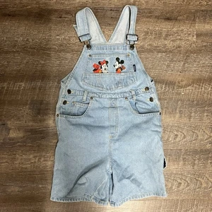 Vintage Minnie Mouse Overalls 10 Blue Embroidered Mickey Disney Kids Youth 90s - Picture 1 of 10