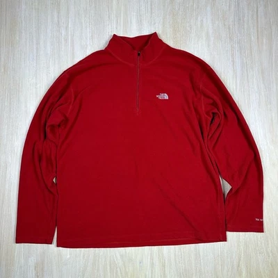 Pullover North Face Rojo Polar 1/4 Cremallera Sudadera Logo Suéter Para Hombre Grande Foto 1 de 4
