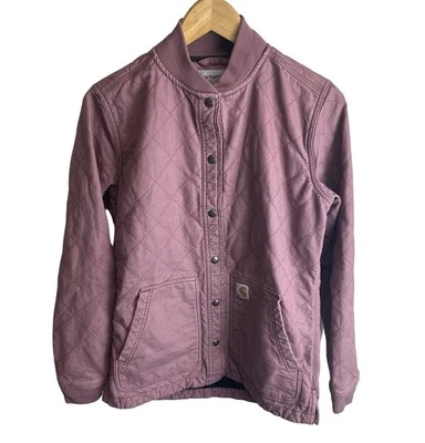Carhartt Women's Rose Pink Canvas Fleece Lined Jacket Size XS 0/2 - Image 1 of 4
