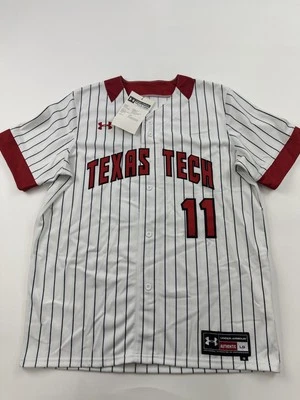 Texas Tech Red Raiders Jersey Baseball Mens Large Under Armour Pinstripe Ssmple - Image 1 of 4