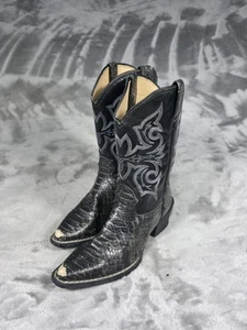 Botas de Vaquero Durango Niños Talla 13.5 Negras Piel de Serpiente Juveniles Occidentales - Imagen 1 de 9