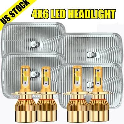 4pc 4x6"GLASS Led Headlights Hi/Lo H4 fit 1980-1988 Oldsmobile Cutlass Supreme - Image 1 of 4