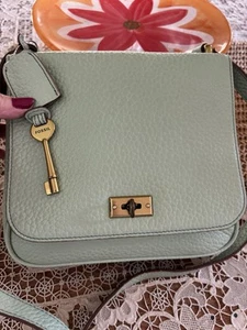 gorgeous light green leather fossil crossbody bag - Picture 1 of 13