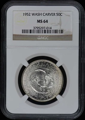 WASHINGTON-CARVER 1952 Silver Commemorative 50C NGC MS64 - Image 1 of 2