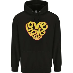 Love Word Art Heart Shape Anti-War Hippy Childrens Kids Hoodie - Picture 1 of 37