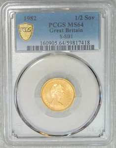 1982 Great Britain Gold 1/2 Sovereign PCGS MS64 Great Luster Just Graded #N141C - Bild 1 von 4