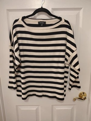 Top Karen Kane XL para mujer cuello barco nuevo con etiquetas negro crema rayas venta al por menor 108 Foto 1 de 4