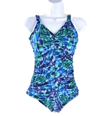 Traje de baño de una pieza de colección años 90/Y2K Gabar para mujer acanalado cuello en V abstracto sin talla S/M Foto 1 de 4