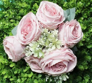 Beautiful Blush 6 Head Silk Rose Open Bundle Bush Artificial Bouquet Wedding - Picture 1 of 8